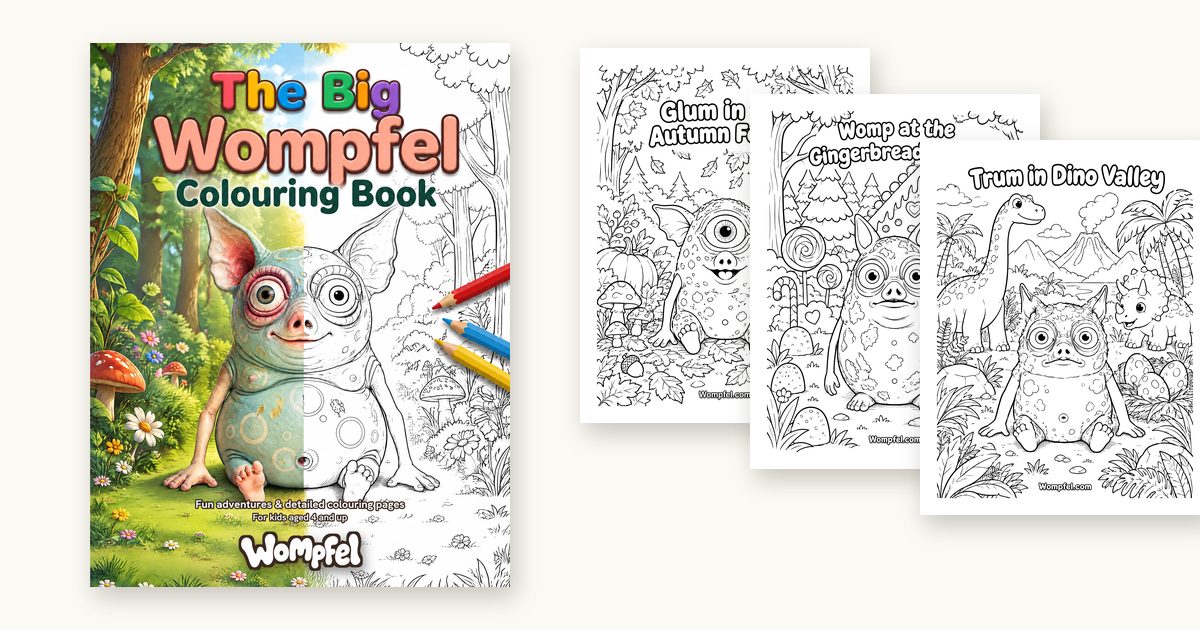 Monster colouring pages and the big Wompfel colouring book