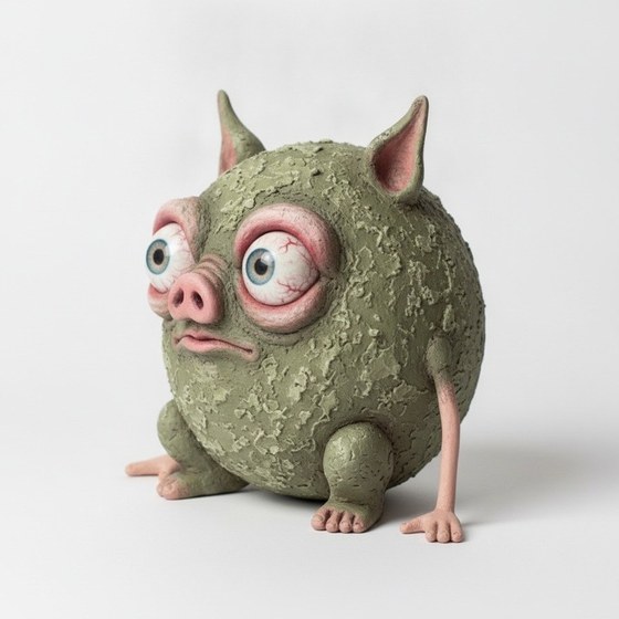 Plop, hockende Sammelfigur mit Schweinenase – Ansicht von rechts