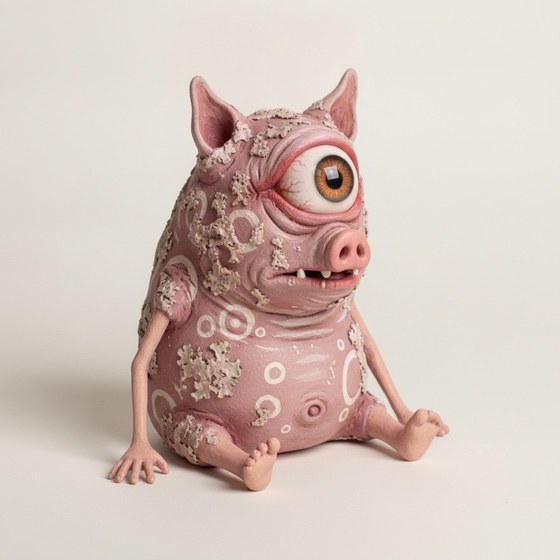 Trel, one-eyed collectible figure with white rings – left view
