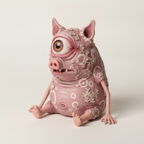 Trel, collectible figure with pointed ears and pig snout – right view
