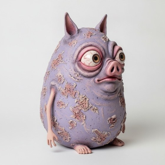 Womp, Sammelfigur mit Glasaugen und Schweinenase – Ansicht von rechts